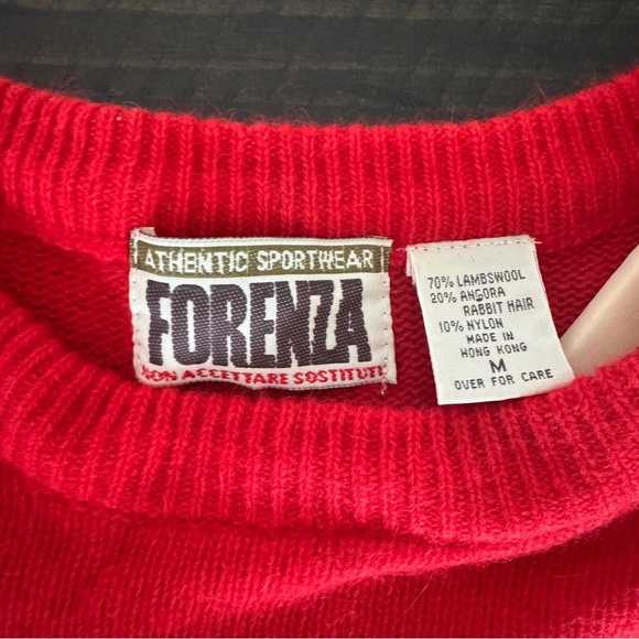 Vintage Forenza Red Sweater Size Medium Lambswool Angora Pocket Authentic - Picture 2 of 7